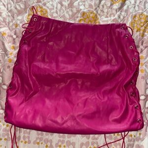 PrettyLittleThing Hot Pink Lace-Up Skirt